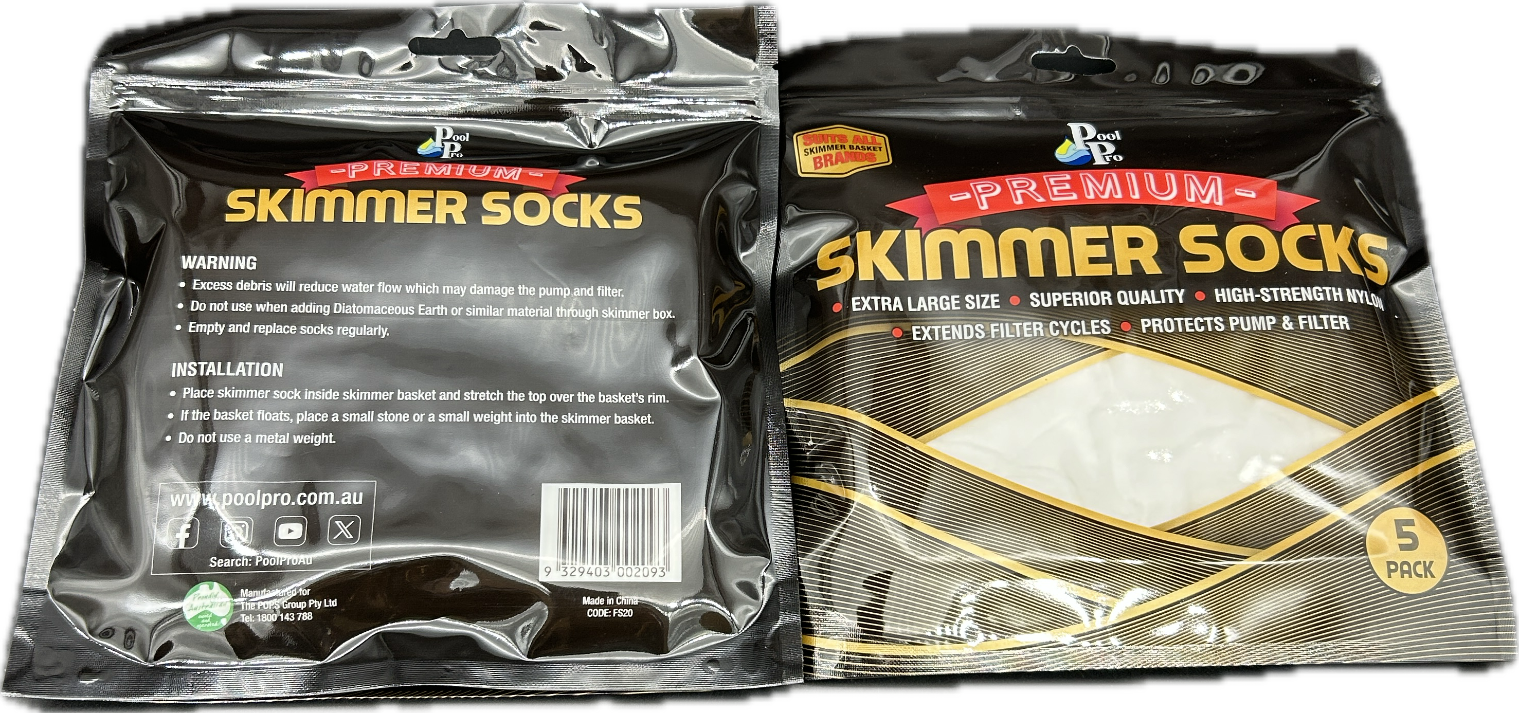 2 x Extra Large Premium Skimmer Socks - 2 packets of 5. FS20.1