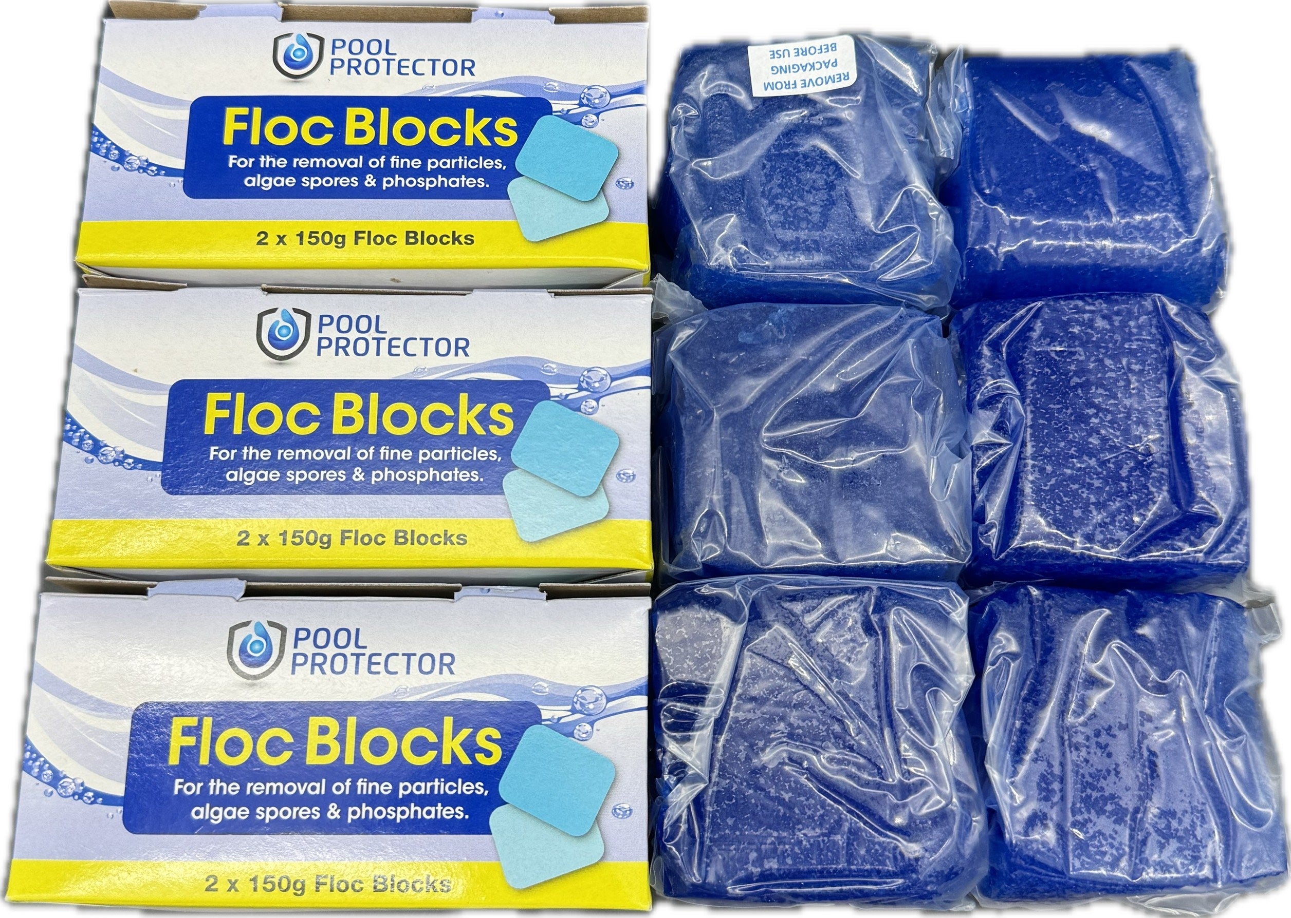 Bundle of 3 x Pool Protector Pool Blue Floc Blocks (Twin Packs)