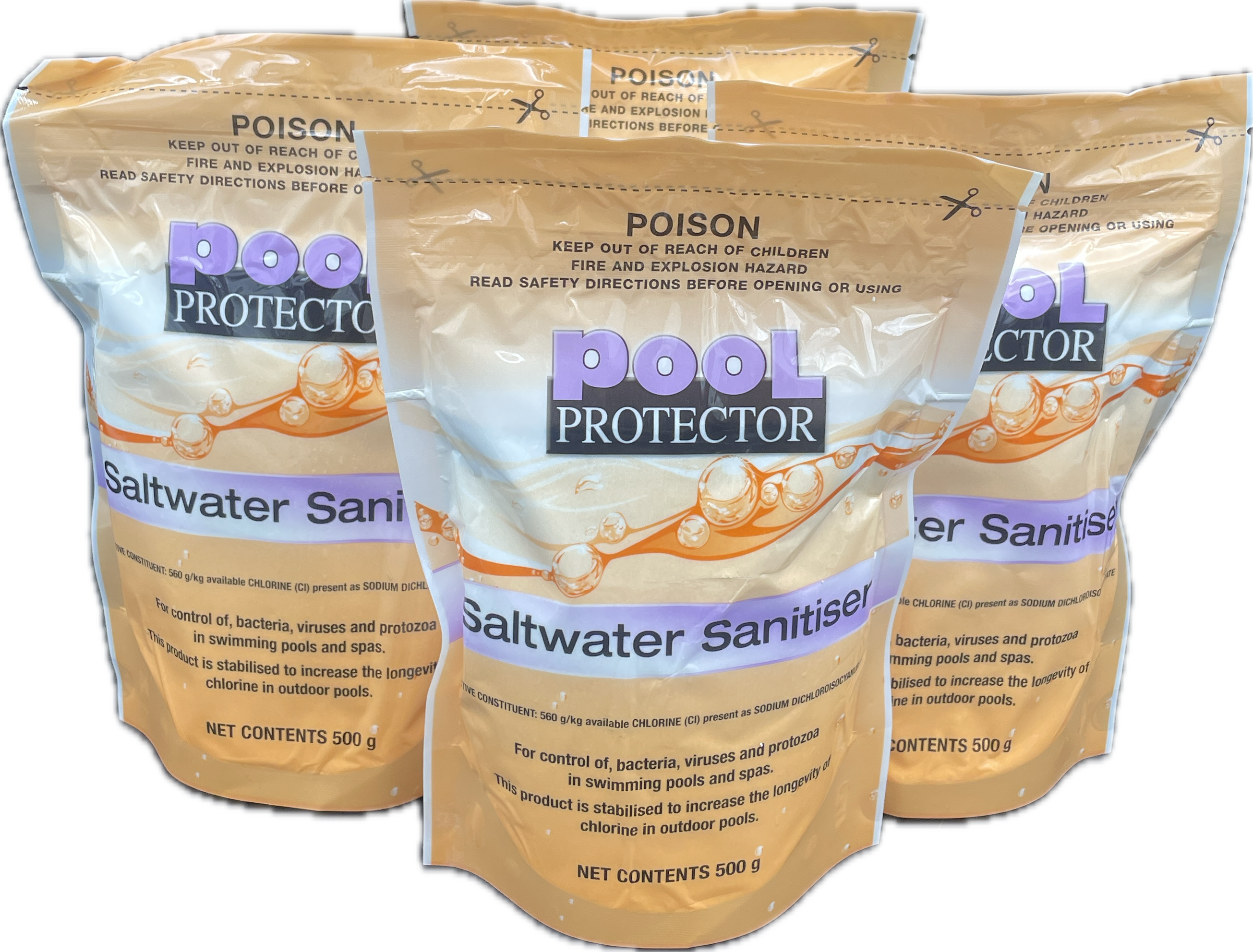 4 x Pool Protector 500g Saltwater Sanitiser - perfect for ecoclear and mineral pools
