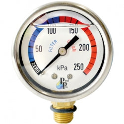 Pressure Gauge, stainless steel, oil filled, side mount  -PGSL