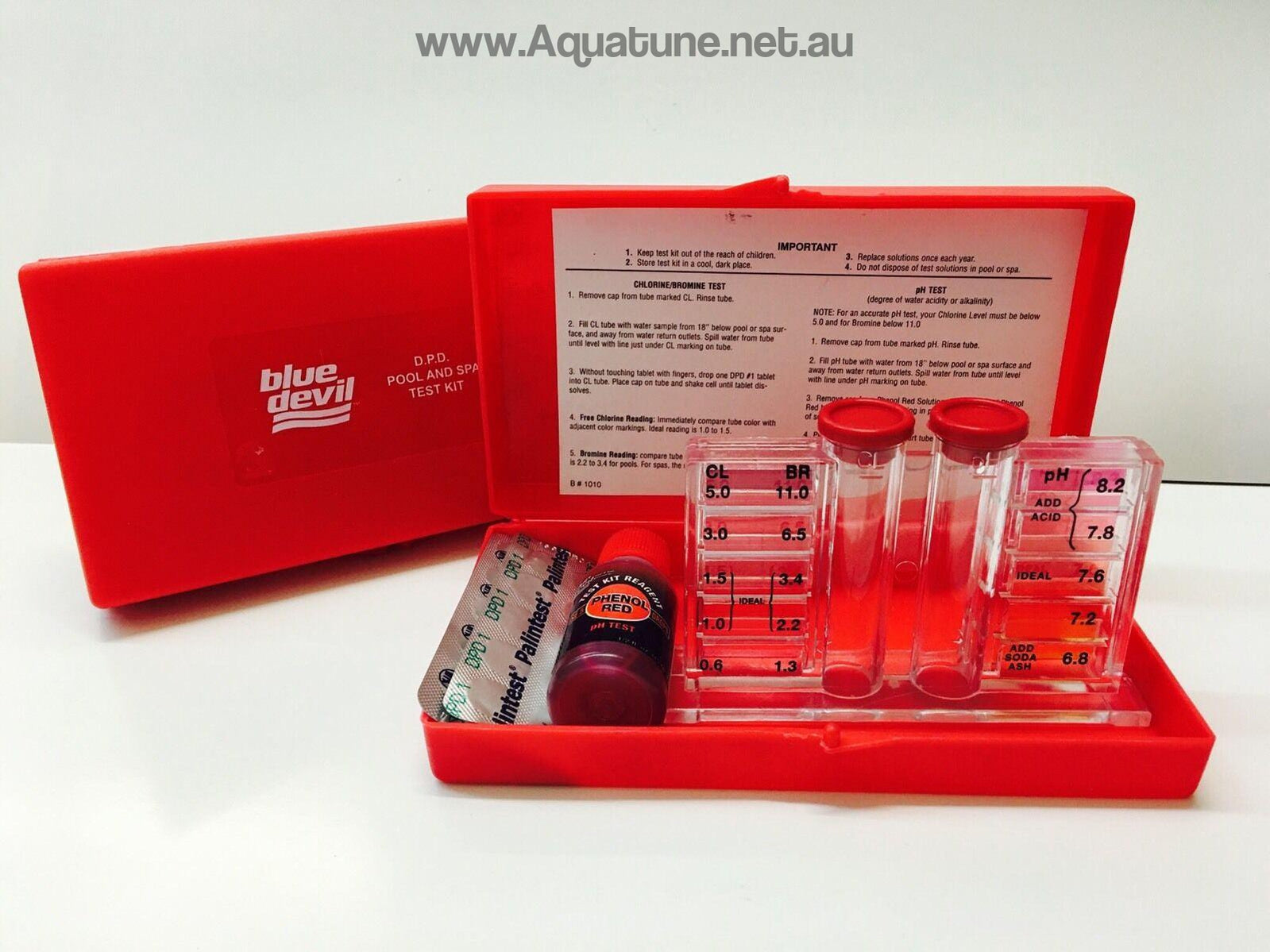 Blue Devil 2 in 1 Pool Test kit for Chlorine and pH-Testing-Aquatune