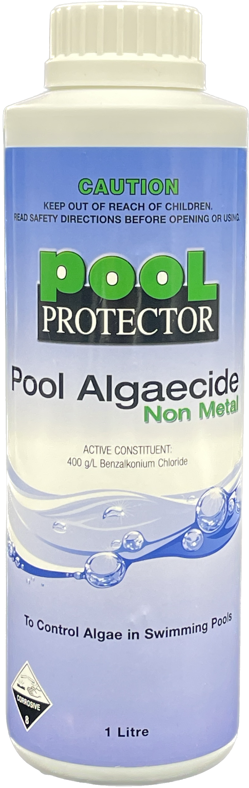 Pool Protector 1 Litre Pool Algaecide  Non Metal (400g/L Benzalkonium Chloride) (12)