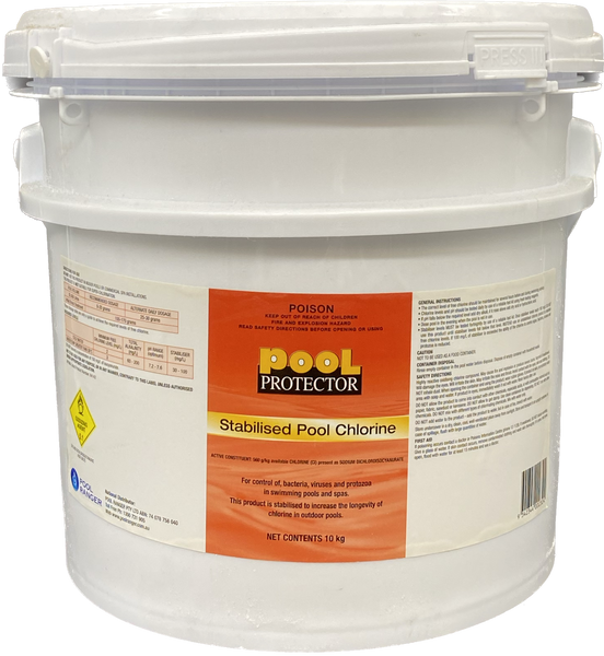 Pool Protector 10Kg Stabilised Chlorine (Bucket) - Sodium Dichloroisocyanurate