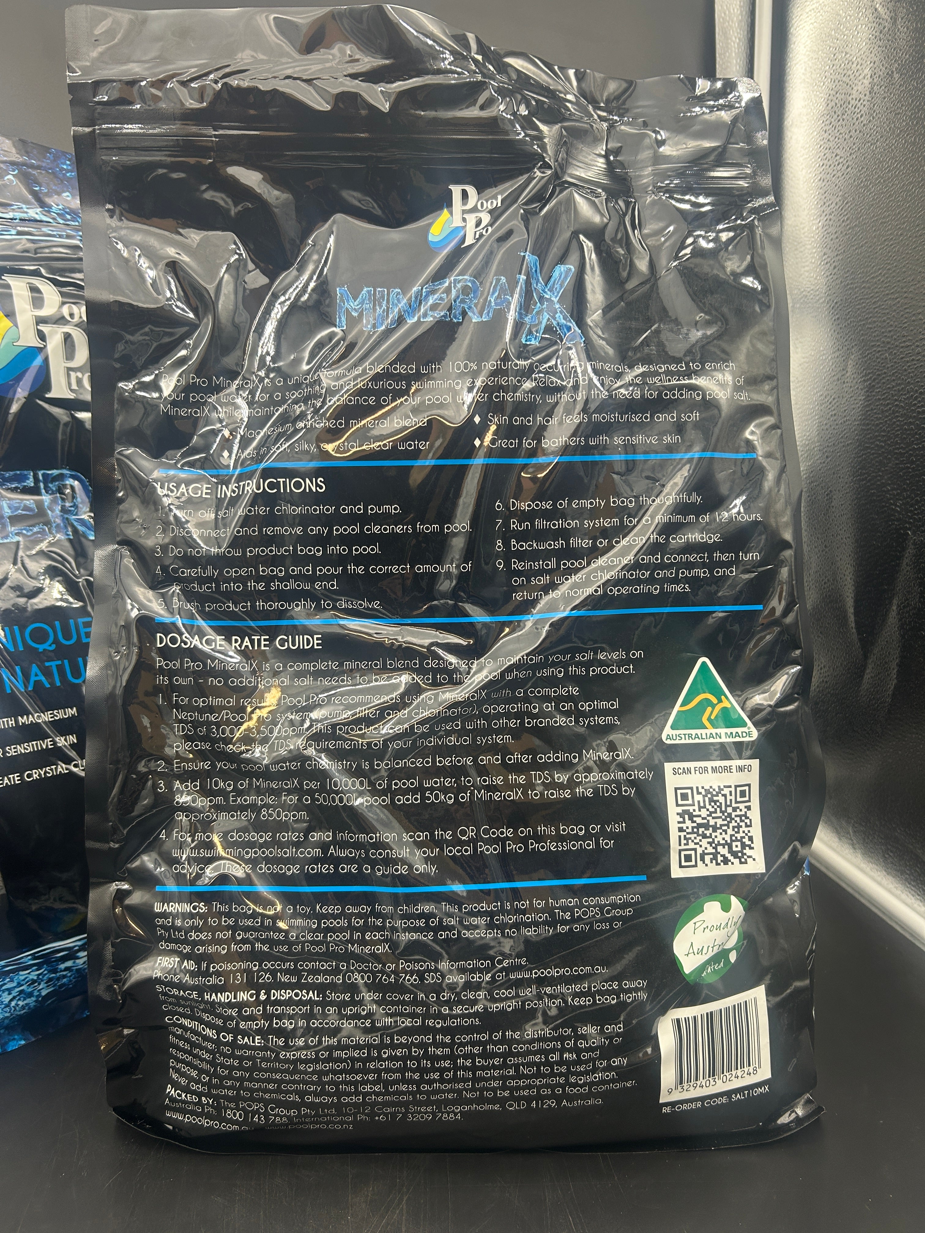 2 x bags of Pool Pro MineralX 10kg (Mineral Blend) (Black) Australian Made