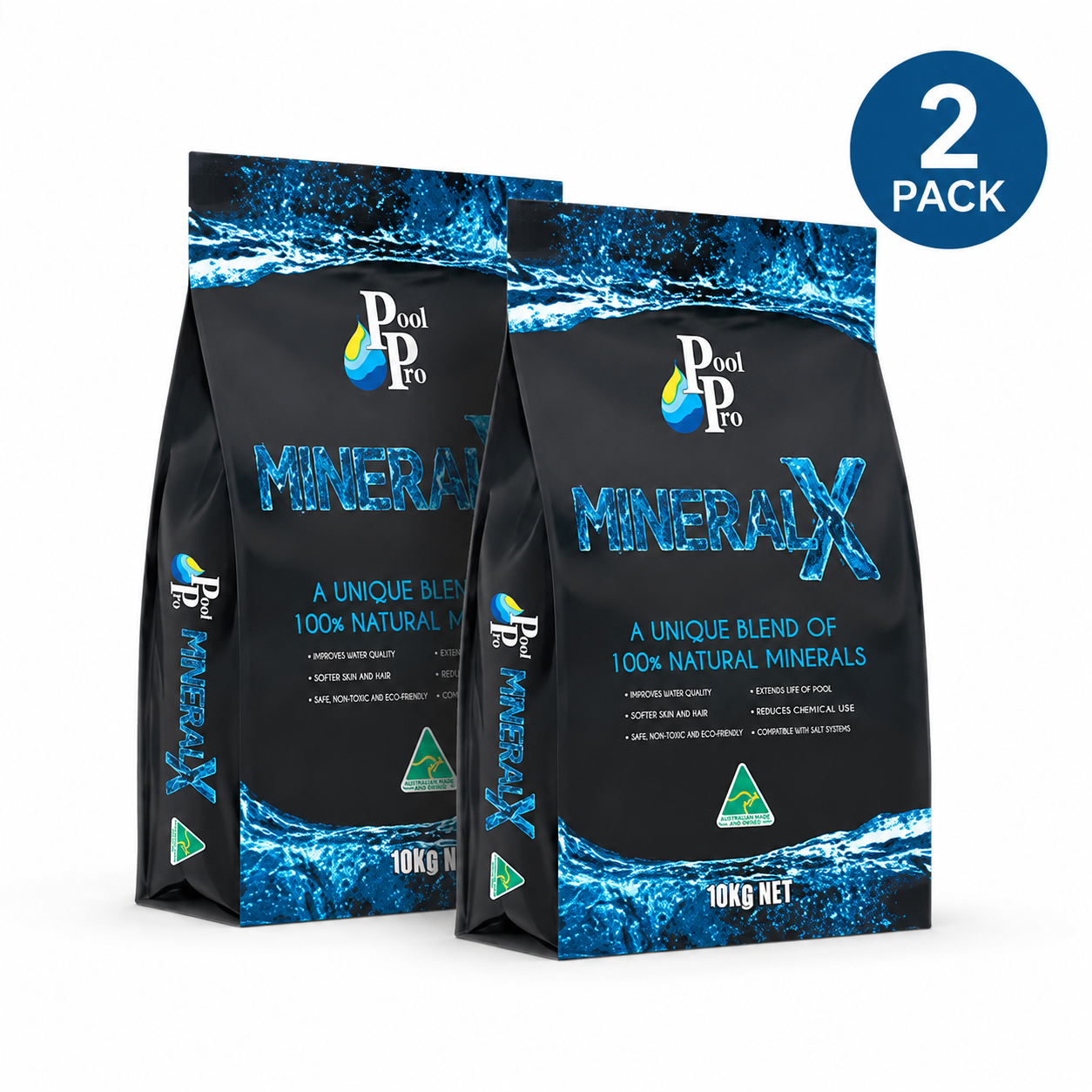2 x bags of Pool Pro MineralX 10kg (Mineral Blend) (Black) Australian Made