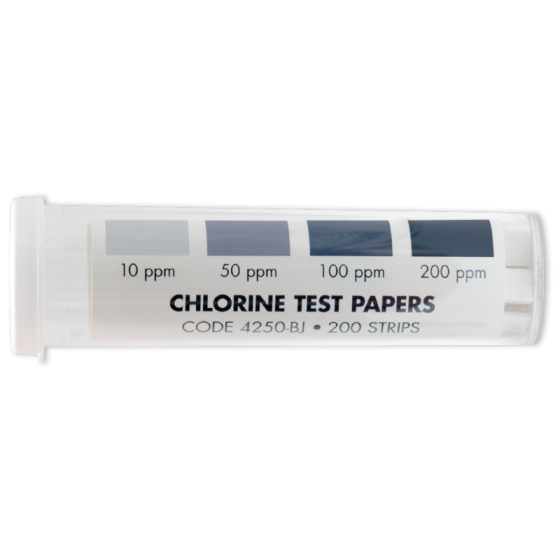 High Range Chlorine Test Papers (200/vial), 10ppm 200ppm - 4250BJ/A1